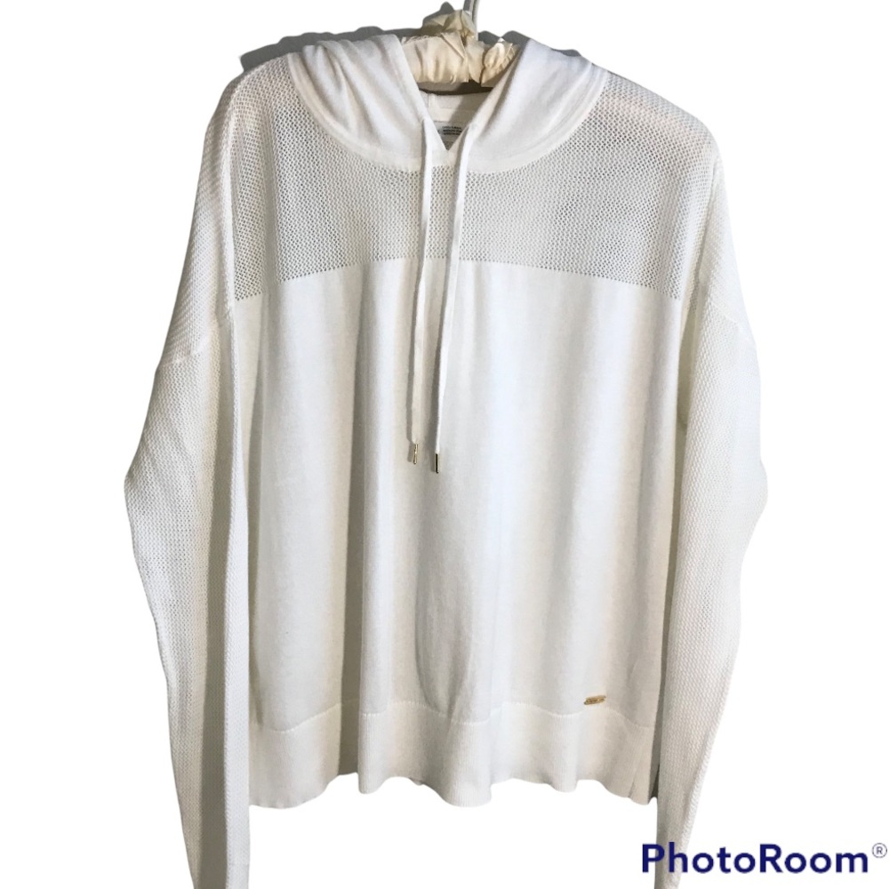 Calvin Klein Cream Hooded Lightweight Sweater Size M